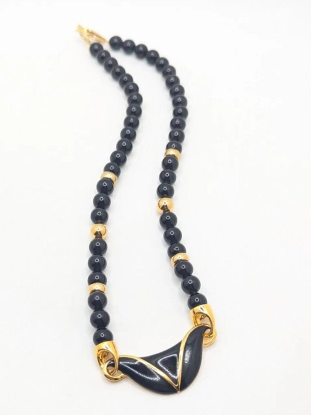Napier Modernist Black & Goldtone Necklace